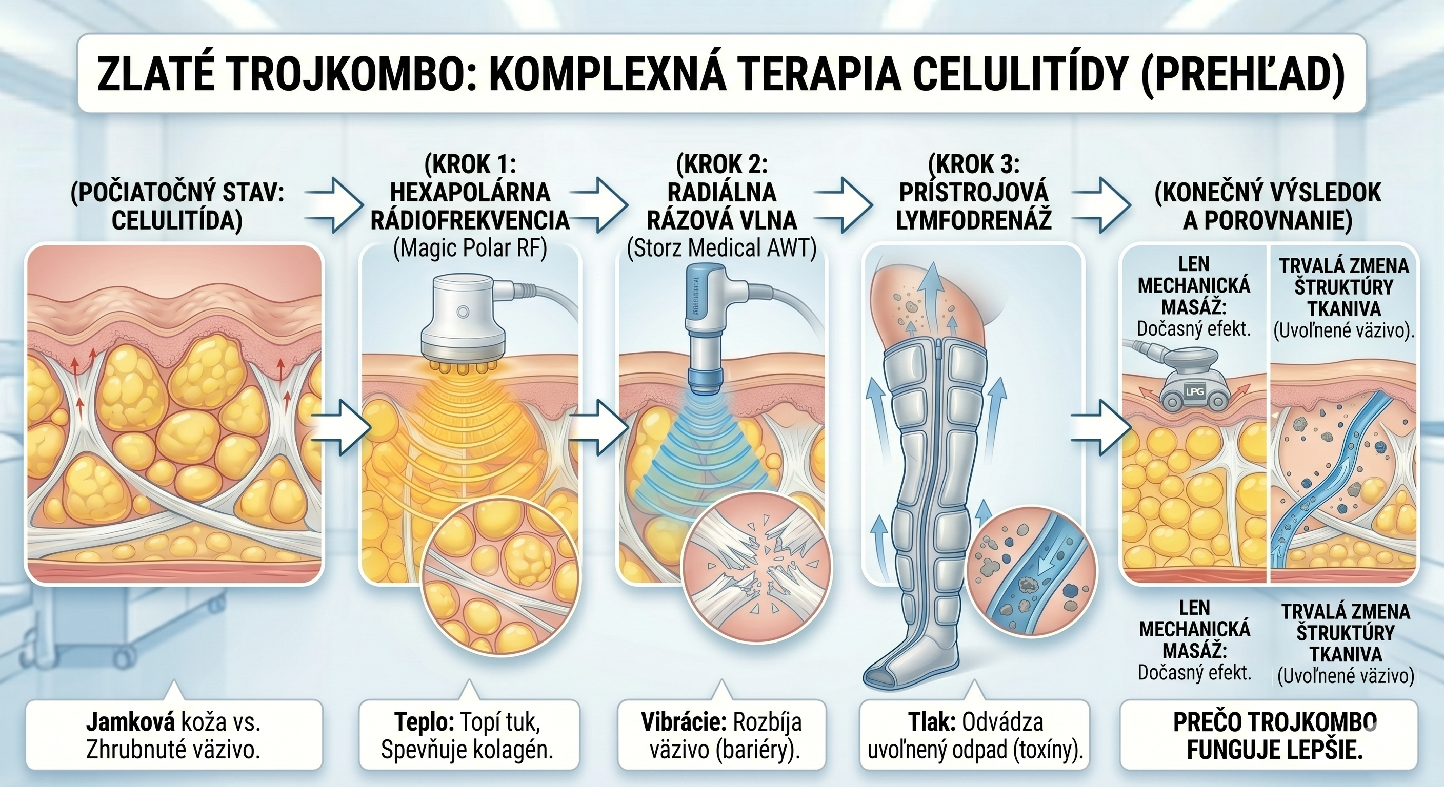 Celulitída liečba - Zlaté trojkombo Klinika Zdravia